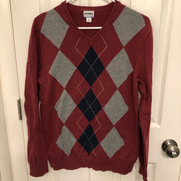 Old Navy Other - Men’s Old Navy Cranberry Argyle Sweater Med o